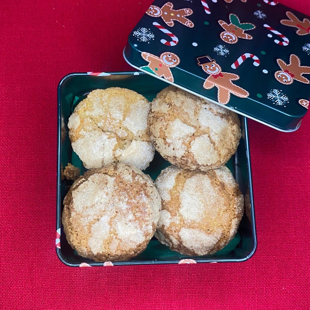 Gift biscuit tin with 4 Christmas Fruit mince pie cookies 