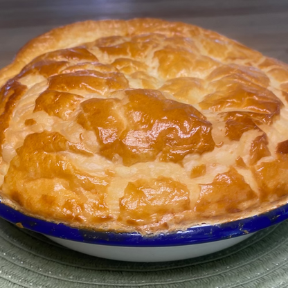 Steak and guinness pie. Pastry dish with a golden-brown.